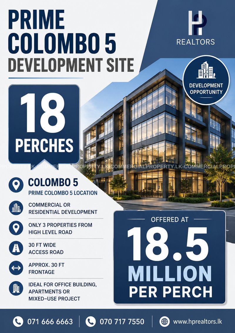 18-perch rectangular Commercial Land for Sale in Colombo 05